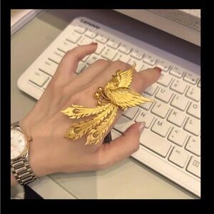 14 Karat gf Gold Phoenix Adjustable Ring
